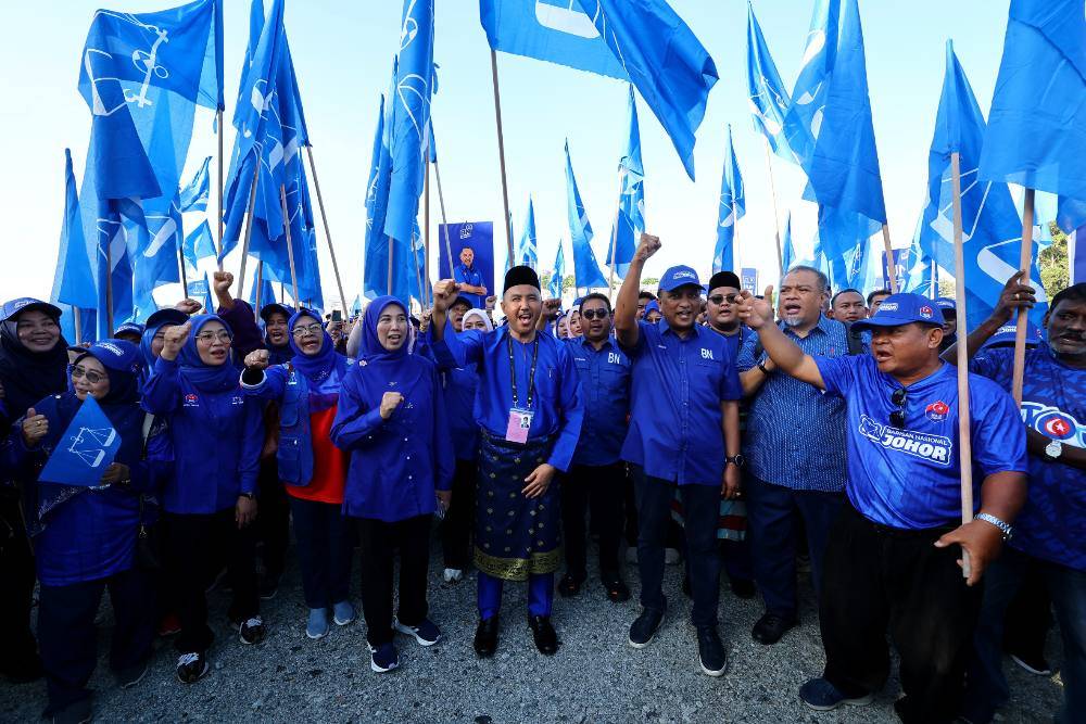 Johor's state election on July 11 will be contested across a fragmented political landscape, featuring fourteen straight fights, twenty-eight three-cornered contests, eleven four-cornered battles and three five-cornered battles across all 56 seats. Photo by Bernama