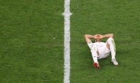 Shoja Khalilzadeh #4 of IR Iran reacts after the 1-1 draw during the FIFA World Cup 2026 Group G match between Egypt and IR Iran at Seattle Stadium. Photo by AFP