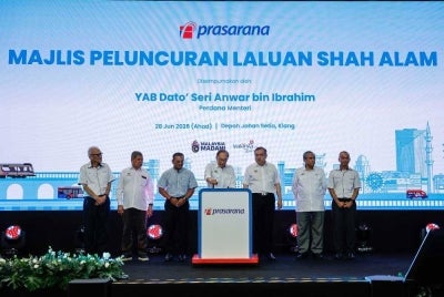 The Shah Alam LRT Line (LRT3) was officially launched today, marking a major milestone in the expansion of the Klang Valley's public transport network and improving rail connectivity across the western corridor of the region. - Photo by Bernama