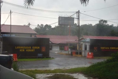Two soldiers were injured in the leg during shooting training at Hobart Camp here on Monday, believed to be due to a technical fault while handling a weapon.