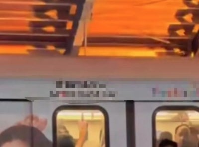 A thin wire believed to have come into contact with the power supply system has been identified as the cause of a minor explosion involving a Rapid KL Light Rail Transit (LRT) train at Taman Jaya Station bound for Putra Heights yesterday. Photo: Threads/sharilfariz