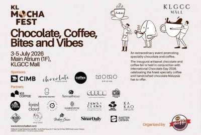 Held from July 3 to 5 in conjunction with International Chocolate Day 2026, the festival is organised by Coffee Art Fringe Festival Asia Sdn Bhd with support from sponsors CIMB Bank, Chocolate Concierge, Coffex Coffee and Mono Origine.