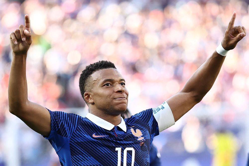 France's forward #10 Kylian Mbappe celebrates scoring his team's first goal during the 2026 World Cup round of 16 football match between Paraguay and France at the Philadelphia Stadium in Philadelphia. Photo by AFP