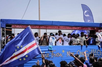 Cape Verde's national team received a hero's welcome on Sunday upon their return home from the World Cup. (Photo by Jose Correia / AFP)