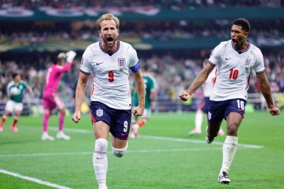 Harry Kane added a third from the spot after Anthony Gordon was brought down in the box during the 2026 World Cup round of 16 football match between Mexico and England at the Mexico City Stadium in Mexico City on July 5, 2026. (Photo by Rodrigo Oropeza / AFP)