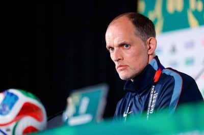 Thomas Tuchel, England Head Coach, in a press conference ahead of their match against Mexico in the round of 16 in the World Cup (Photo by Rodrigo Oropeza / AFP)