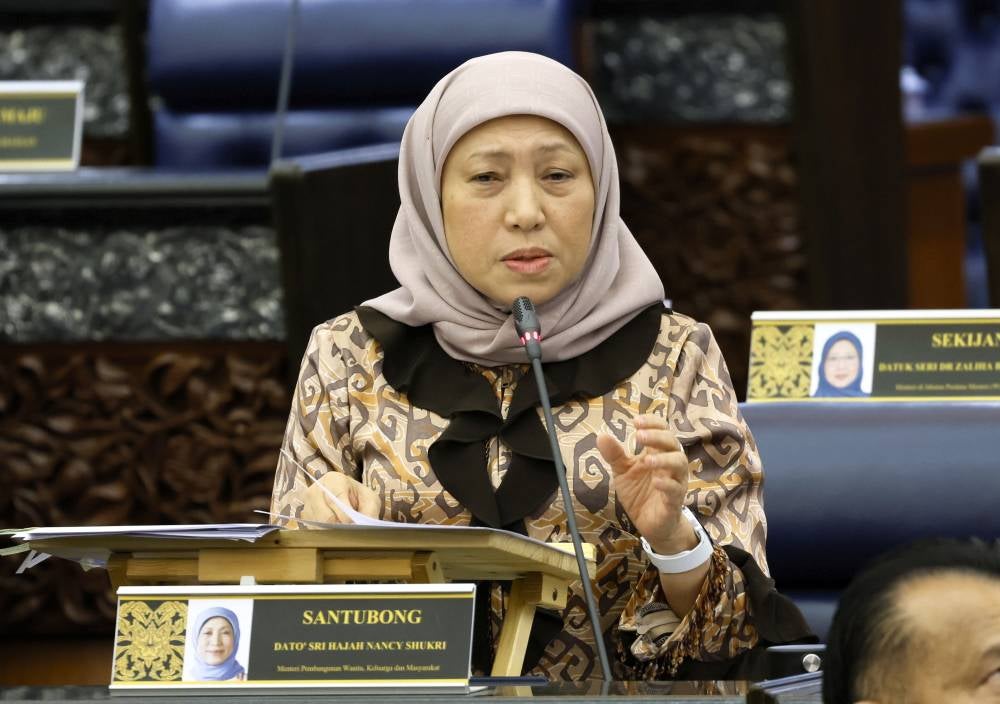 Women, Family and Community Development Minister Datuk Seri Nancy Shukri said the government is considering a proposal to establish a Domestic Violence Offender Registry, which would track repeat offenders through criminal records or other relevant offence registries. Photo by Bernama