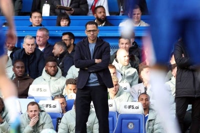 Liam Rosenior during his stint at Chelsea F.C for the 25/26 Premier League season. (Photo by Adrian Dennis / AFP)