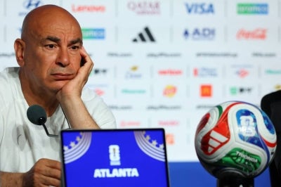 Egypt head coach Hossam Hassan said Egypt had been denied a place in the quarter-finals after a series of contentious refereeing decisions during the dramatic encounter. (Photo by ALEJANDRO PAGNI / GETTY IMAGES NORTH AMERICA / Getty Images via AFP)