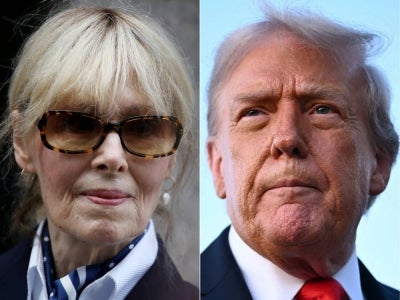 A US judge ordered US President Donald Trump on July 8, 2026 to pay writer E. Jean Carroll $5 million after a civil jury found that he sexually assaulted and defamed her. - (Photo by Leonardo Munoz and Mandel Ngan / AFP)