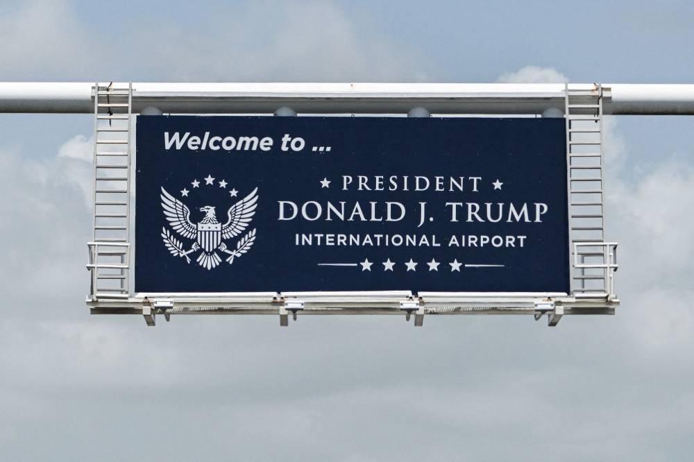 A Florida airport was renamed after Donald Trump on Thursday, accelerating a push by the US president and supporters to plaster his name and image on everything from national landmarks to banknotes.(Photo by CHANDAN KHANNA / AFP)