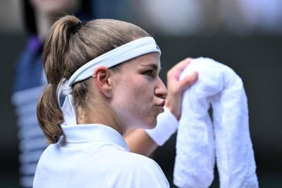 Czech Republic's Karolina Muchova (Photo by Kirill KUDRYAVTSEV / AFP) / RESTRICTED TO EDITORIAL USE