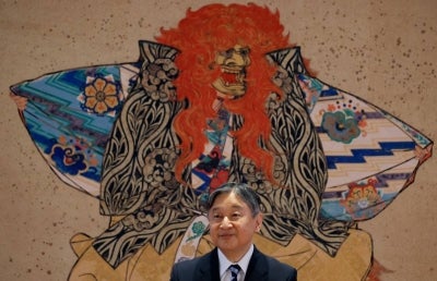 Japanese Emperor Naruhito (C) takes part in a press conference in June 2026. (Photo by AFP)