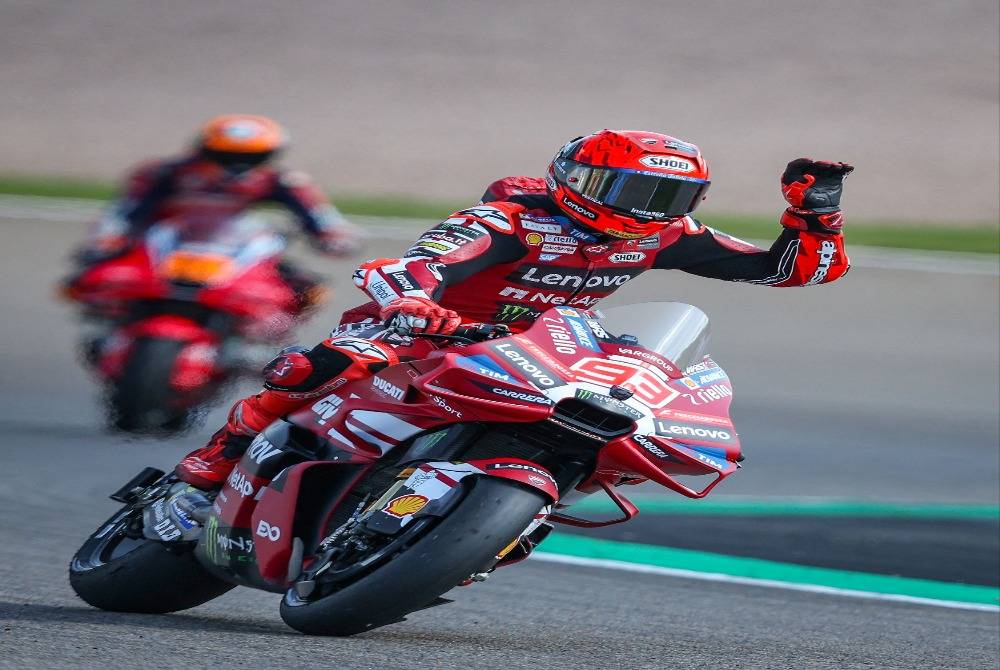 Team Ducati Lenovo Team's Marc Marquez Prix. (Photo by Ronny HARTMANN / AFP)