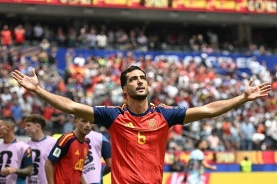 Spanish midfielder Mikel Merino (Photo by Paul ELLIS / AFP)