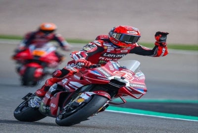 Team Ducati Lenovo Team's Marc Marquez Prix. (Photo by Ronny HARTMANN / AFP)