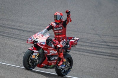 Marquez, on his Ducati, also won Saturday's sprint race to further cement his reputation as the 'King of the Ring', as he moved to 190 points at the halfway point of the 22-race season (Photo by Ronny HARTMANN / AFP)