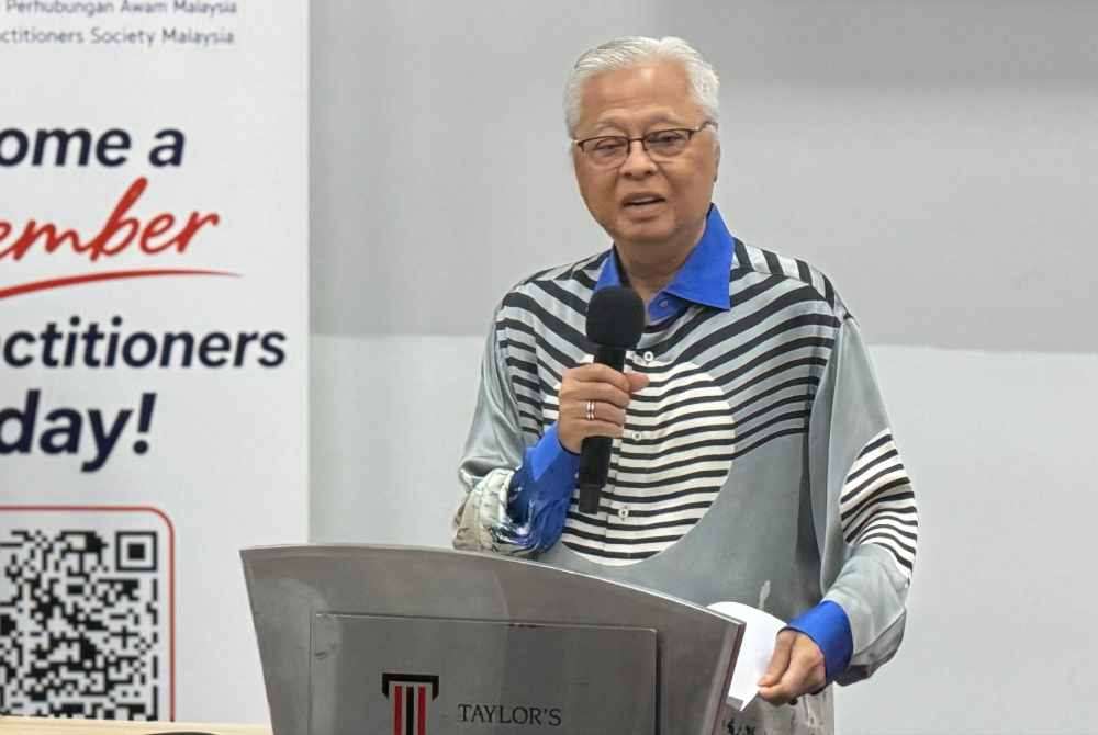 Former prime minister Datuk Seri Ismail Sabri Yaakob delivering his opening address at the World Public Relations Day (WPRD) 2026 celebration at Taylor's University on Thursday.
