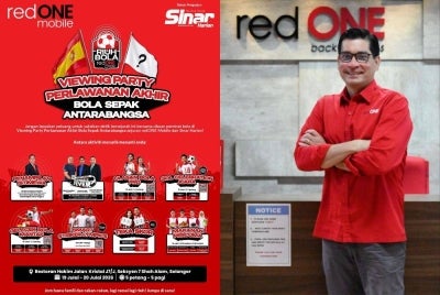 Football fans nationwide can celebrate the World Cup final together at the Riuh Bola Sinar x redONE Mobile live viewing party organised by redONE Mobile and Sinar.