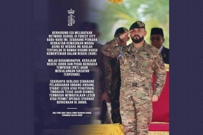 Speaking publicly for the first time since the issue was highlighted, Tunku Mahkota of Johor, Tunku Ismail Sultan Ibrahim said matters concerning the entry of foreign nationals into Malaysia fall under the jurisdiction of the Home Ministry. Photo: HRH Crown Prince of Johor's Facebook page