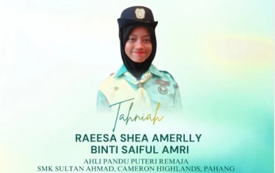 Raeesa Shea Amerlly Saiful Amri, a Ranger Guide from Sekolah Menengah Kebangsaan Sultan Ahmad in Cameron Highlands, is participating in the programme at Kusafiri in Accra from July 18 to July 31. Photo taken from Instagram