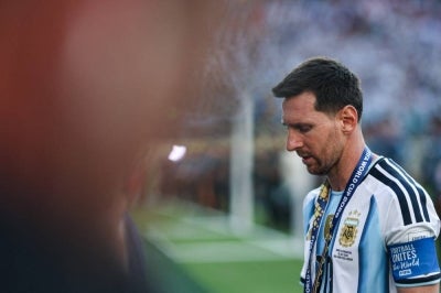 Argentina's forward Lionel Messi after losing the 2026 World Cup final between Spain and Argentina. (Photo by PATRICIA DE MELO MOREIRA / AFP)