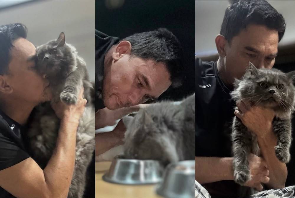 Azhan Rani and his beloved cat, Kilau reunited after it went missing and came back home. Photo sources: Instagram / @azhan_rani