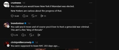 Comments made by users under Michael Rapaport’s post in support of Netanyahu /@Threads