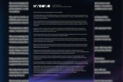 Malaysia Blockchain Week (MYBW) has apologised over controversy involving its after-party promotional materials, clarifying that the Ministry of Digital and Malaysia Digital Economy Corporation (MDEC) were not involved. - Photo source: Instagram / @malaysiabcw