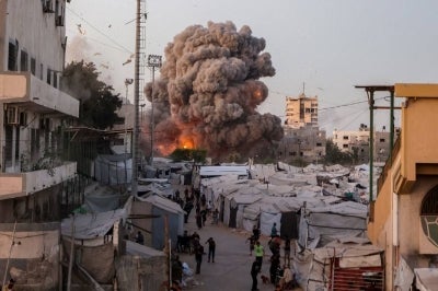 According to the correspondent, hundreds of Palestinians were left homeless following the attack amid widespread destruction in the area. (Photo by Omar AL-QATTAA / AFP)