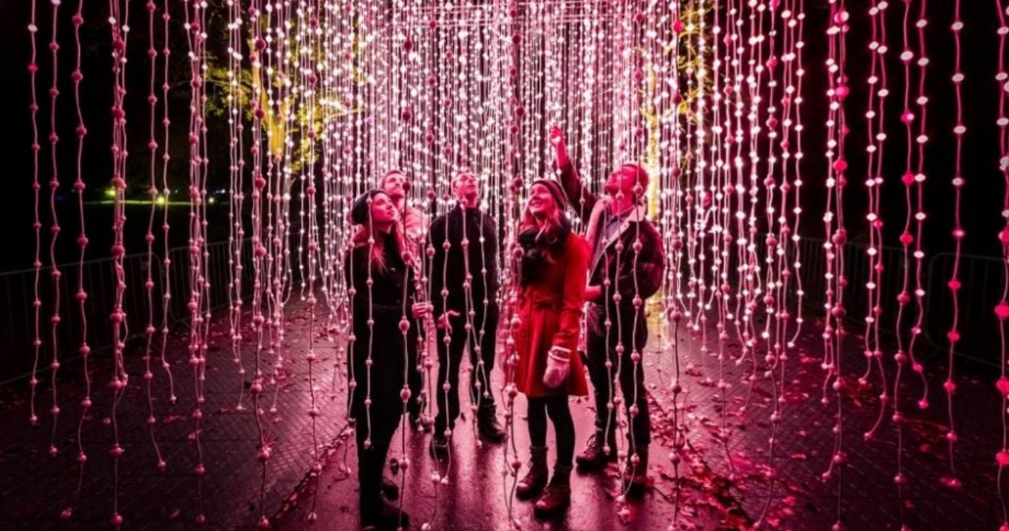 Lightscape at Melbourne's Royal Botanic Gardens features a mesmerising light installation that brings winter nights to life.