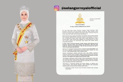 The official statement from Her Royal Highness Tengku Permaisuri Hajah Norashikin via Instagram post @selangorroyalofficial