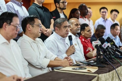 DAP secretary-general Anthony Loke speaks at a press conference after the DAP CEC meeting at the party’s national headquarters on Aug 3, 2026. - Photo by Bernama