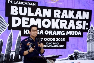 Minister of Youth and Sports Dr Mohammed Taufiq Johari speaking at the Launching Ceremony of the Month of Friends of Democracy: Youth Power 2026 at Menara KBS today. BERNAMA photo

