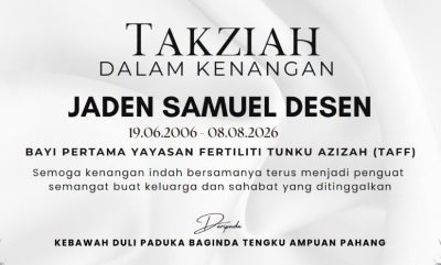 According to a Facebook post by the Pahang Sultanate, the late Jaden, who passed away yesterday at the age of 20, held a special place in the history of TAFF as Her Royal Highness’s ‘first grandchild’ to be born following in vitro fertilisation (IVF) treatment.