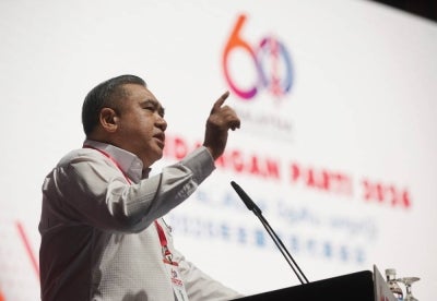 DAP secretary-general Anthony Loke delivering his policy speech at the DAP 2026 National Conference at the Putrajaya International Convention Centre (PICC), today. - Photo by ROSLI TALIB