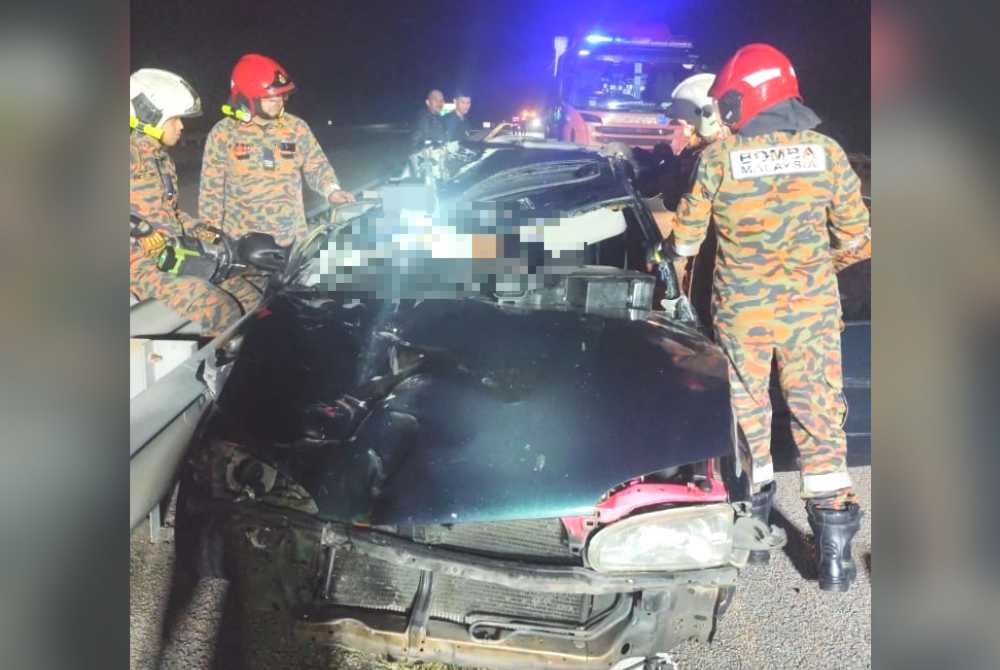 Firefighters extricating both victims using special equipment.