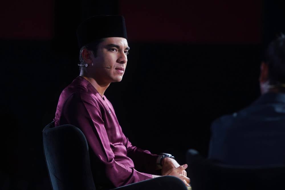 Syed Saddiq during a studio programme at Karangkraf headquarters. (Photo by Asril Aswandi Abd Shukor)