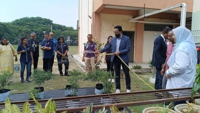 The "Catch the Rain, Ease the Strain: Rainwater Harvesting Project" was officiated by Kota Kemuning assemblyman Preakas Sampunathan on Aug 28, 2026. - Photo: FACEBOOK / SK TAMAN SRI MUDA