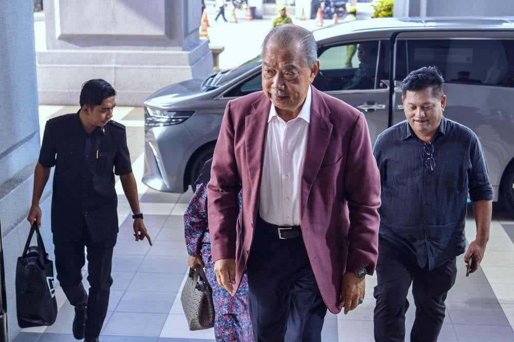 Former prime minister Tan Sri Muhyiddin Yassin at the Kuala Lumpur High Court today, for his corruption trial in relation to the Jana Wibawa programme. - Photo by Bernama