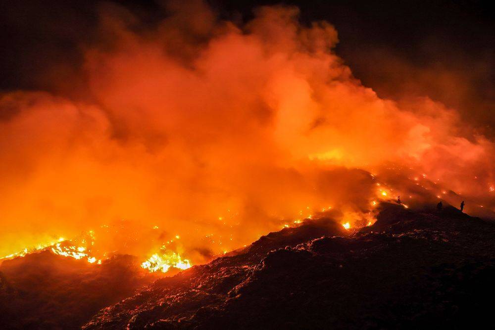 Fire burning at a landfill site in Rasau Jaya, Kubu Raya, West Kalimantan. El Nino is set to become 