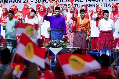 The opening ceremony of the Wanita, Youth and Puteri Umno wing general assemblies in conjunction with the 2026 Umno General Assembly at Dewan Merdeka, World Trade Centre Kuala Lumpur, today. - Photo by Bernama