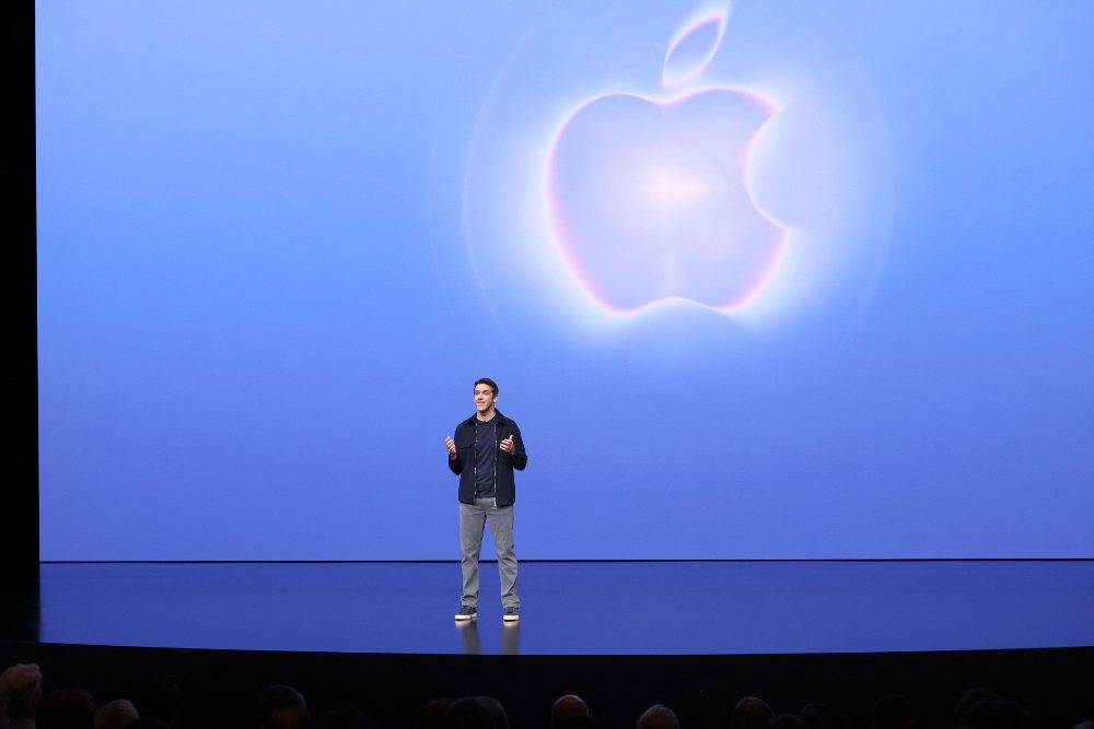 Apple CEO John Ternus speaks during the keynote address. Photo by AFP