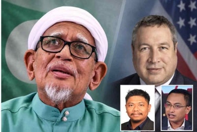 Hadi claimed the US had offered assistance to bring down the BN government, while Gamble (right), representing the US Embassy, denied the allegation. Small picture: Ariff Aizuddin (left) and Mohammad Tawfik.