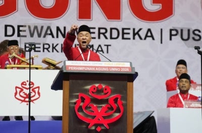 Umno president Datuk Seri Ahmad Zahid Hamidi delivers the presidential policy speech at the 2026 Umno General Assembly held at the World Trade Centre Kuala Lumpur (WTCKL) on Friday. - Photo by ROSLI TALIB