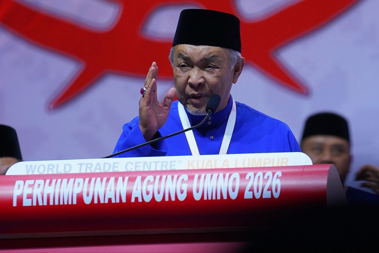 Umno president Datuk Seri Ahmad Zahid Hamidi hit out at those pushing for the party to leave the Unity Government, following his sharp remarks in his policy speech at the 2026 Umno General Assembly (PAU). Photo by Halim Wahid