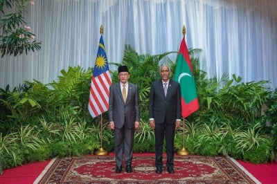 Prime Minister Datuk Seri Anwar Ibrahim with Maldives President Dr Mohamed Muizzu at the President’s Office during Anwar’s two-day official visit to the Maldives. -Bernama Pix