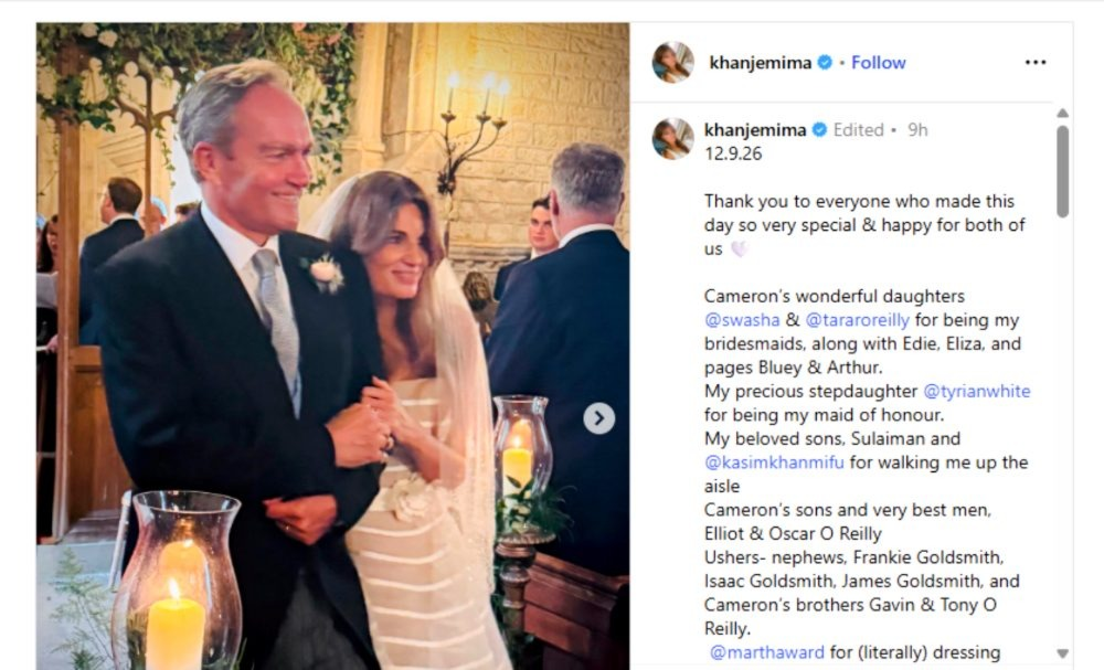 Jemima Goldsmith marries Irish-Australian financier
