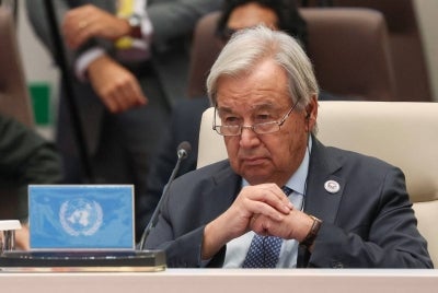 UN Secretary-General Antonio Guterres (Photo by Vyacheslav PROKOFYEV / POOL / AFP)