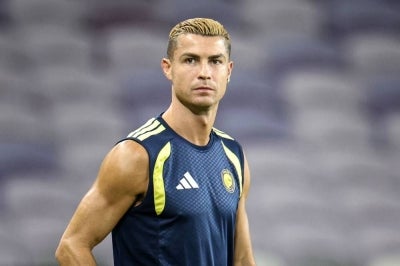 Al-Nassr's Portuguese forward #07 Cristiano Ronaldo attends a training session on the eve of the AFC Champions League Elite (ACL) match between Al-Ain FC and Saudi's Al-Nassr FC, at the Azza Bin Zayed stadium in al-Ain on September 14, 2026. (Photo by FADEL SENNA / AFP)